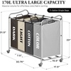 image:imageSimple Houseware 4Bag Heavy Duty Laundry Sorter Rolling Cart Dark GreySilverAssorted
