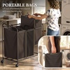 image:imageSimple Houseware Heavy Duty 3Bag Laundry Sorter Rolling Cart AssortedBronze