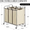 image:imageSimple Houseware Heavy Duty 3Bag Laundry Sorter Rolling Cart AssortedChrome