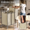 image:imageSimple Houseware Heavy Duty 3Bag Laundry Sorter Rolling Cart AssortedChrome