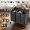 image:imageSimple Houseware Heavy Duty 3Bag Laundry Sorter Rolling Cart AssortedDark Grey