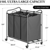 image:imageSimple Houseware Heavy Duty 3Bag Laundry Sorter Rolling Cart AssortedDark Grey