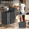 image:imageSimple Houseware Heavy Duty 3Bag Laundry Sorter Rolling Cart AssortedDark Grey