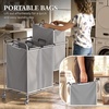 image:imageSimple Houseware Heavy Duty 3Bag Laundry Sorter Rolling Cart AssortedSilver