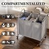 image:imageSimple Houseware Heavy Duty 3Bag Laundry Sorter Rolling Cart AssortedSilver