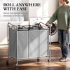 image:imageSimple Houseware Heavy Duty 3Bag Laundry Sorter Rolling Cart AssortedSilver