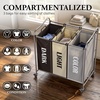 image:imageSimple Houseware Heavy Duty 3Bag Laundry Sorter Rolling Cart AssortedSilverAssorted