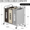 image:imageSimple Houseware Heavy Duty 3Bag Laundry Sorter Rolling Cart AssortedSilverAssorted