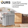 image:imageSimple Houseware Large 2 Section Rolling Laundry Cart Heavy Duty 265L
