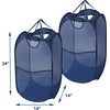 image:imageSimple Houseware Mesh PopUp Laundry Hamper with Side Pocket 2 Pack BlackDark Blue