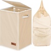 image:imageSimple Houseware Foldable Laundry Hamper Basket with Lid and Bag Dark GrayBeige