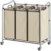 image:imageSimple Houseware Heavy Duty 3Bag Laundry Sorter Rolling Cart AssortedChrome