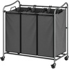 image:imageSimple Houseware Heavy Duty 3Bag Laundry Sorter Rolling Cart AssortedDark Grey