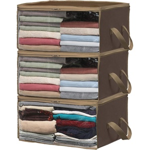 image:imageSimple Houseware 3 Pack Foldable Clothing Storage Box with Clear WindowBrown