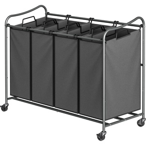 image:imageSimple Houseware 4Bag Heavy Duty Laundry Sorter Rolling Cart Dark GreyDark Grey