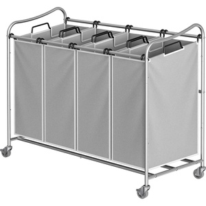 image:imageSimple Houseware 4Bag Heavy Duty Laundry Sorter Rolling Cart Dark GreySilver