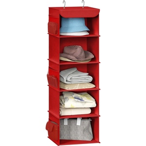 image:imageSimple Houseware 5 Shelf Hanging Closet Organizer BlackRed