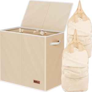 image:imageSimple Houseware Double Laundry Hamper with Lid amp Removable Bags BlackBeige