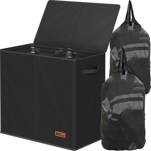 image:imageSimple Houseware Double Laundry Hamper with Lid amp Removable Bags BlackBlack