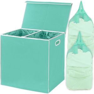 image:imageSimple Houseware Double Laundry Hamper with Lid amp Removable Bags BlackTurquoise