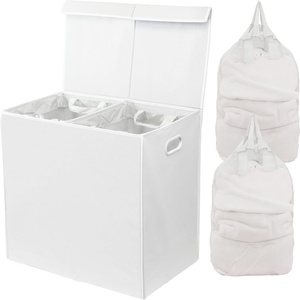 image:imageSimple Houseware Double Laundry Hamper with Lid amp Removable Bags BlackWhite