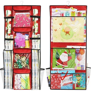 image:imageSimple Houseware DoubleSided Hanging Gift Wrap Organizer Red Set of 1Red