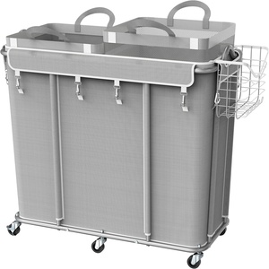 image:imageSimple Houseware Large 2 Section Rolling Laundry Cart Heavy Duty 265L