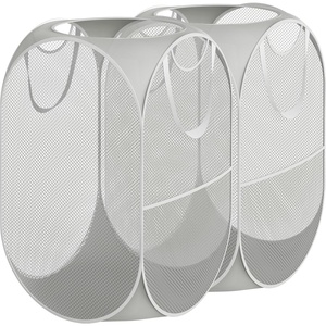 image:imageSimple Houseware Mesh PopUp Laundry Hamper with Side Pocket 2 Pack BlackGray
