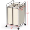 image:imageSimple Houseware 2Bag Heavy Duty Laundry Sorter Rolling Cart SilverChrome
