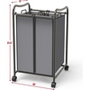 image:imageSimple Houseware 2Bag Heavy Duty Laundry Sorter Rolling Cart SilverDark Gray