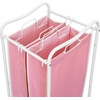 image:imageSimple Houseware 2Bag Heavy Duty Laundry Sorter Rolling Cart SilverPink