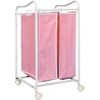 image:imageSimple Houseware 2Bag Heavy Duty Laundry Sorter Rolling Cart SilverPink