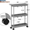 image:imageSimple Houseware 3Tier Slim Rolling Cart wHandle 55 Wx275 H WhiteGray
