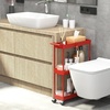 image:imageSimple Houseware 3Tier Slim Rolling Cart wHandle 55 Wx275 H WhiteRed