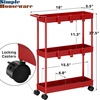 image:imageSimple Houseware 3Tier Slim Rolling Cart wHandle 55 Wx275 H WhiteRed
