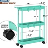 image:imageSimple Houseware 3Tier Slim Rolling Cart wHandle 55 Wx275 H WhiteTurquoise
