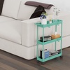 image:imageSimple Houseware 3Tier Slim Rolling Cart wHandle 55 Wx275 H WhiteTurquoise