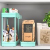 image:imageSimple Houseware 3Tier Slim Rolling Cart wHandle 55 Wx275 H WhiteTurquoise