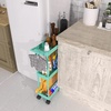 image:imageSimple Houseware 3Tier Slim Rolling Cart wHandle 55 Wx275 H WhiteTurquoise