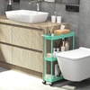 image:imageSimple Houseware 3Tier Slim Rolling Cart wHandle 55 Wx275 H WhiteTurquoise