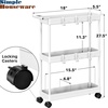 image:imageSimple Houseware 3Tier Slim Rolling Cart wHandle 55 Wx275 H WhiteWhite