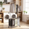 image:imageSimple Houseware Laundry Sorter Cart with Hanging Rod SilverMulti