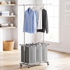 image:imageSimple Houseware Laundry Sorter Cart with Hanging Rod SilverSilver