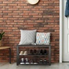 image:imageSimple Houseware Wooden Top Shoe Rack Bench for Entryway GreyDark Brown