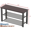 image:imageSimple Houseware Wooden Top Shoe Rack Bench for Entryway GreyDark Brown