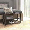 image:imageSimple Houseware Wooden Top Shoe Rack Bench for Entryway GreyDark Brown