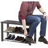 image:imageSimple Houseware Wooden Top Shoe Rack Bench for Entryway GreyDark Brown