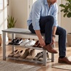 image:imageSimple Houseware Wooden Top Shoe Rack Bench for Entryway GreyGrey