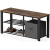 image:imageSimple Houseware Wooden Top Shoe Rack Bench for Entryway GreyRustic Brown