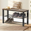 image:imageSimple Houseware Wooden Top Shoe Rack Bench for Entryway GreyRustic Brown